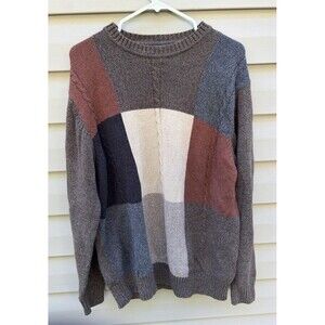 Vintage 90's DOCKERS Brown Knit Sweater Size XL Grandpacore Pullover Crew Neck